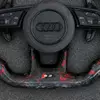 Red Center Racing Stripe And S3 Badge Detail On Forged Carbon Steering Wheel JIONX