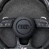 Metal Shift Paddle Close Up For Audi B9 Carbon Fiber Perforated Leather Steering Wheel JIONX