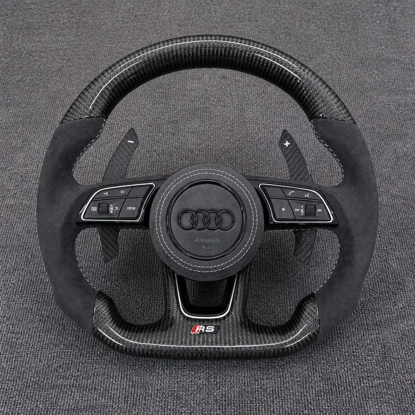 Custom Alcantara Nappa Leather Carbon Fiber LED Wheel for Select Audi A4 S4 RS4 A5 S5 RS5 Models B5 B6 B7 B8 B9 8T 8F F5 1994–2026 -JIONX