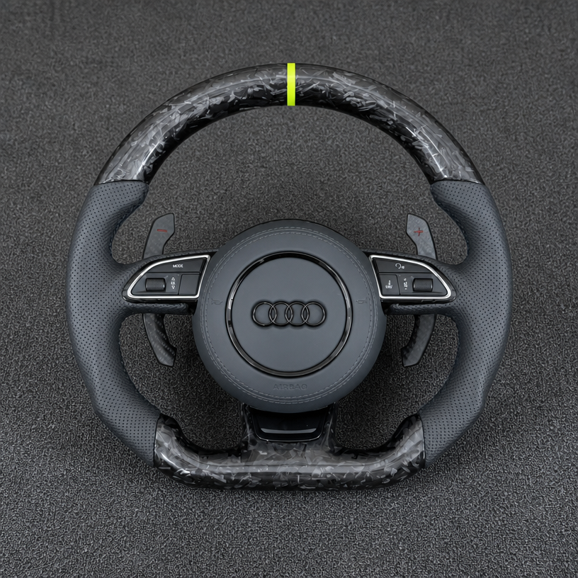Custom Perforated Nappa Leather Forged Carbon Fiber LED Steering Wheel for Audi Q3 SQ3 RSQ3 8U 2011–2018 -JIONX