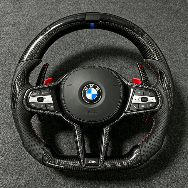 Custom LED Carbon Fiber Steering Wheel for BMW 3 Series G20 G28 M340i 5 Series G30 530i 540i Car Interior Accessories