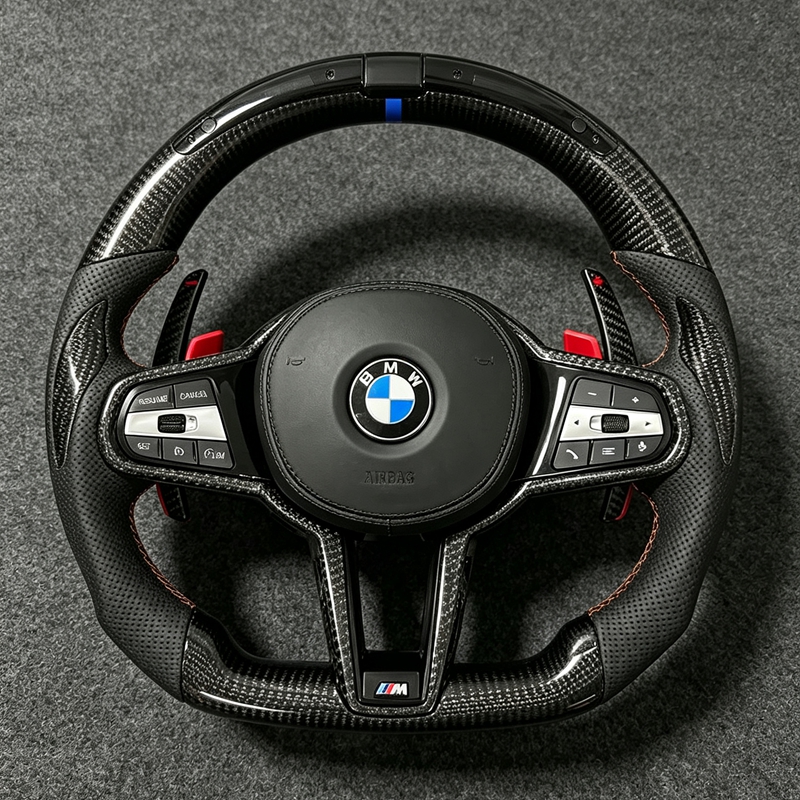 Custom LED Carbon Fiber Steering Wheel for BMW 3 Series G20 G28 M340i 5 Series G30 530i 540i Car Interior Accessories