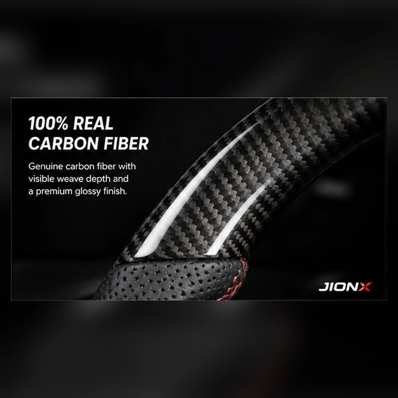 100% real carbon fiber steering wheel with visible weave and premium custom finish
