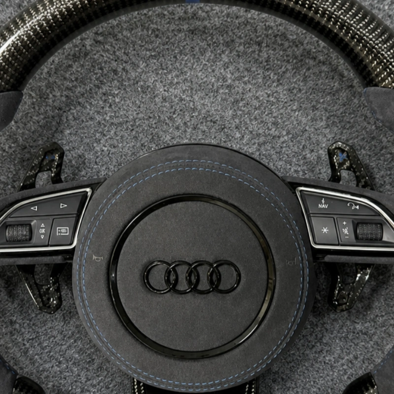 Full Stock Media Cruise Buttons Reserved On Audi C8 Carbon Steering Wheel JIONX