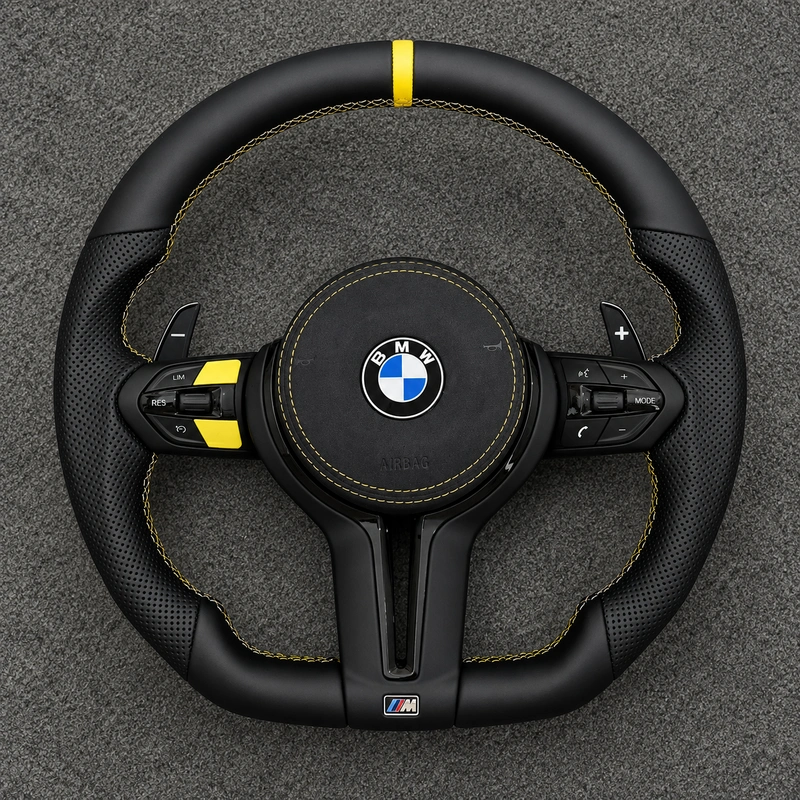 For BMW 3 Series M3 F30 F31 F34 F35 F80 2007–2021 Custom Made Nappa Leather Steering Wheel-JIONX