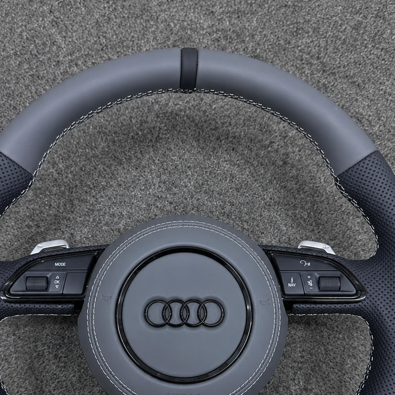 Precision silver contrast stitch nappa leather Audi steering wheel JIONX