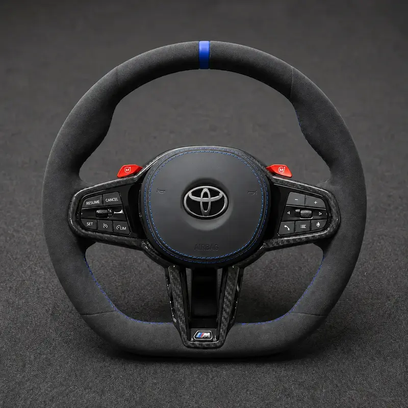 For Toyota Series 2015–2026 Nappa Leather Custom Real Carbon Fiber LED CS Style Steering Wheel -JIONX
