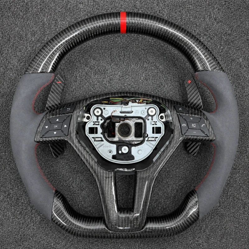 Alcantara and Carbon Fiber Steering Wheel for Mercedes-AMG A-Class, C-Class, E-Class, CLA, and CLK