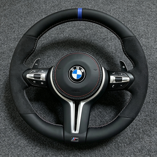 CS Style With Carbon Trim Alcantara Steering Wheel for BMW F10 F20 F22 F30 F31 M2 F87 M3 F80 M4 F82 F85 F90 F15 E70 E90