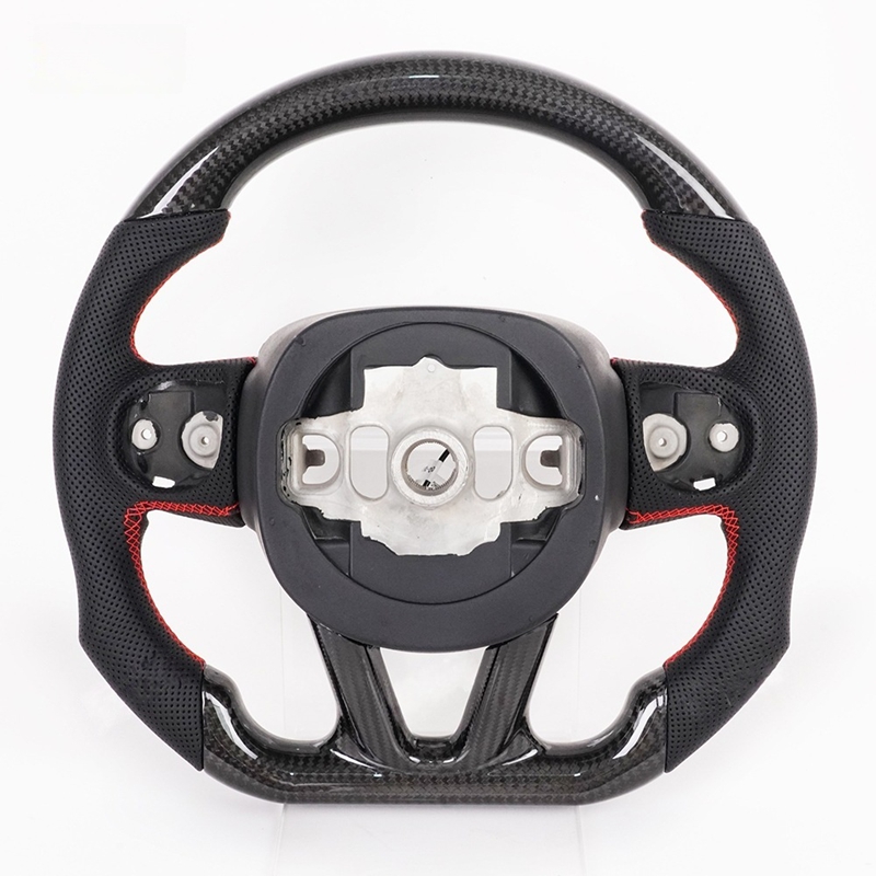 Dodge Modification Forging Genuine Carbon Fiber Steering Wheel Suede Leather with Perforated Leather Customization Upgrade