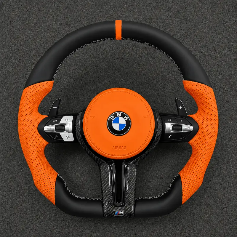 Custom Nappa Leather Real Carbon Fiber LED Steering Wheel for BMW 7 Series E65 E66 2001–2008 -JIONX
