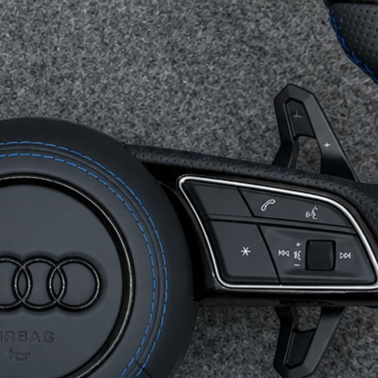 Blue Contrast Stitching Detail Heated Carbon Fiber Steering Wheel Audi A4 A5 S4 S5 RS4 RS5 Jionx