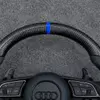 Blue Racing Center Marker Closeup Heated Carbon Fiber Steering Wheel Audi Jionx