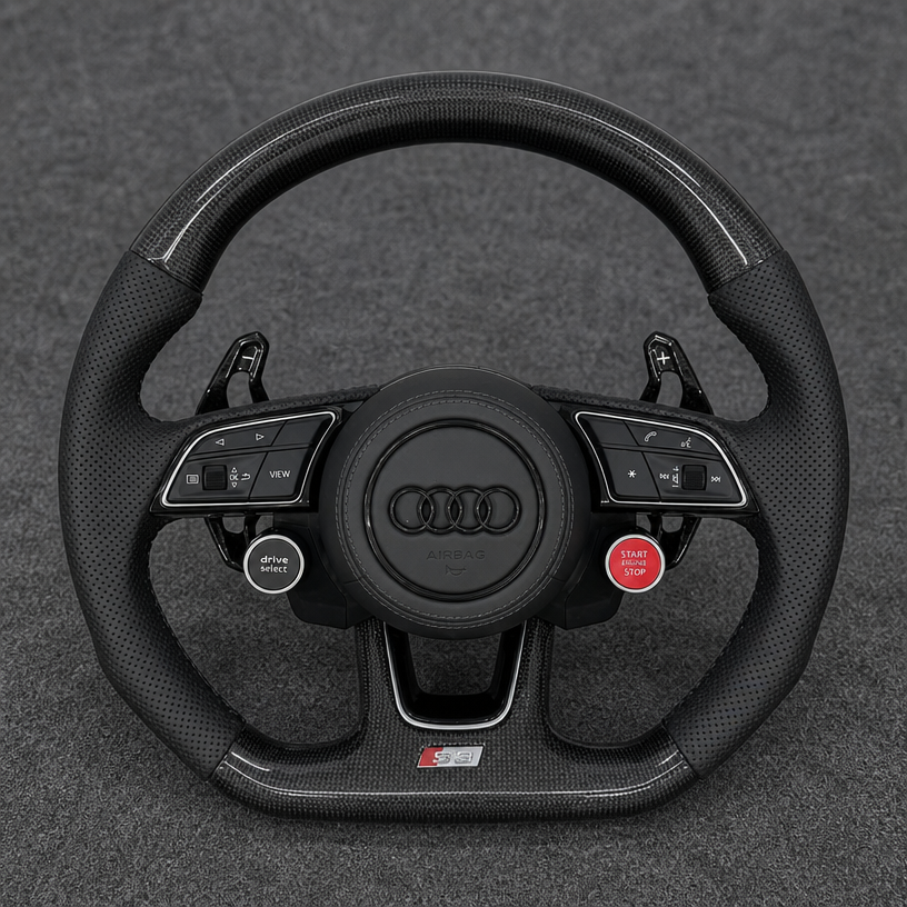 Custom Alcantara Nappa Leather Carbon Fiber LED Wheel for Audi A8 S8 D2 D3 D4 D5 1994–2026 -JIONX