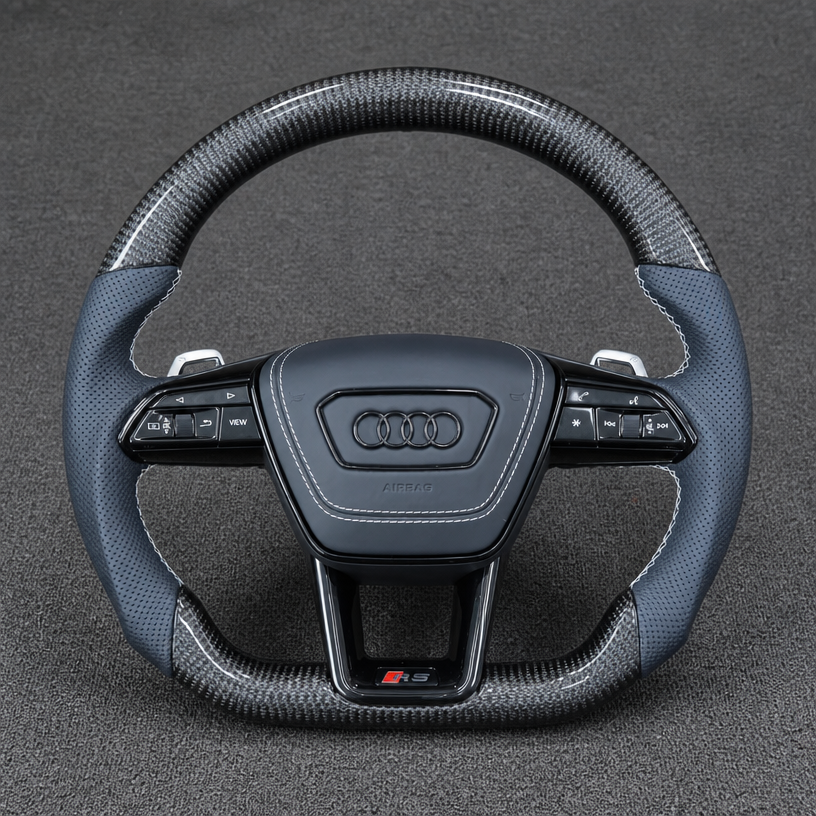 For Audi Q7 4L 4M SQ7 2006-2026 Custom Real Carbon Fiber Perforated Leather Steering Wheel | JIONX