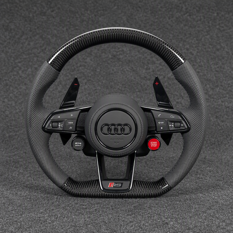 For Audi TT 8N 8J 8S TTS TT RS 1998-2023 Custom Real Carbon Fiber LED R8-Style Steering Wheel | JIONX