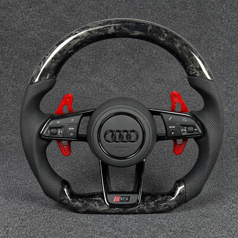 For Audi Q5 8R FY SQ5 2008-2024 Custom Real Carbon Fiber LED R8-Style Steering Wheel | JIONX