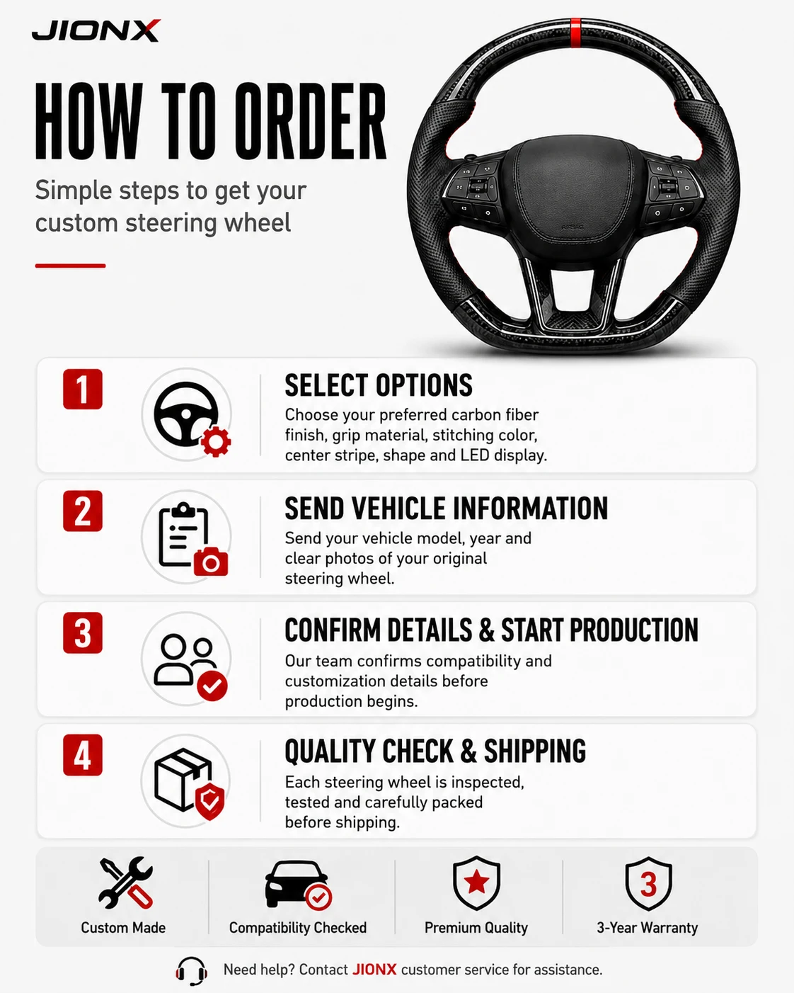 How to order a JIONX custom Dodge steering wheel