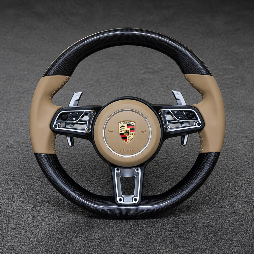 For Porsche 911 991 992 2012–2026 Nappa Leather Custom Real Carbon Fiber LED Sport Response Button Steering Wheel -JIONX