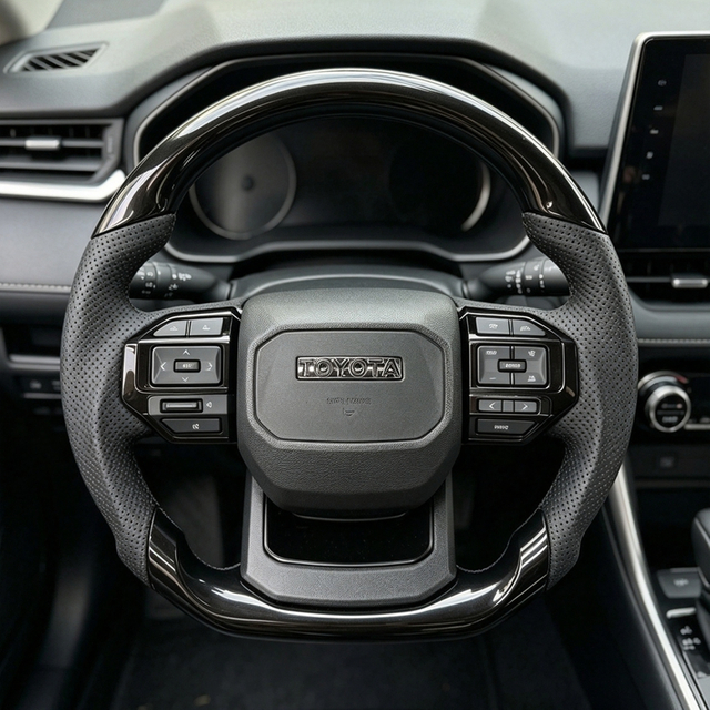 New Luxury Sports Design Leather Carbon Fiber Steering Wheel for Toyota Land Cruiser LC200 LC300