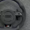 Premium Nappa leather detail on Audi flat bottom steering wheel