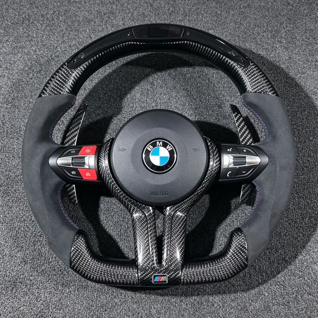 M Sports Suitable for BMW F10 F30 F31 F20 F21 F22 E90 E60 Steering Wheel Carbon Fiber LED Assembly Automotive Steering Wheel
