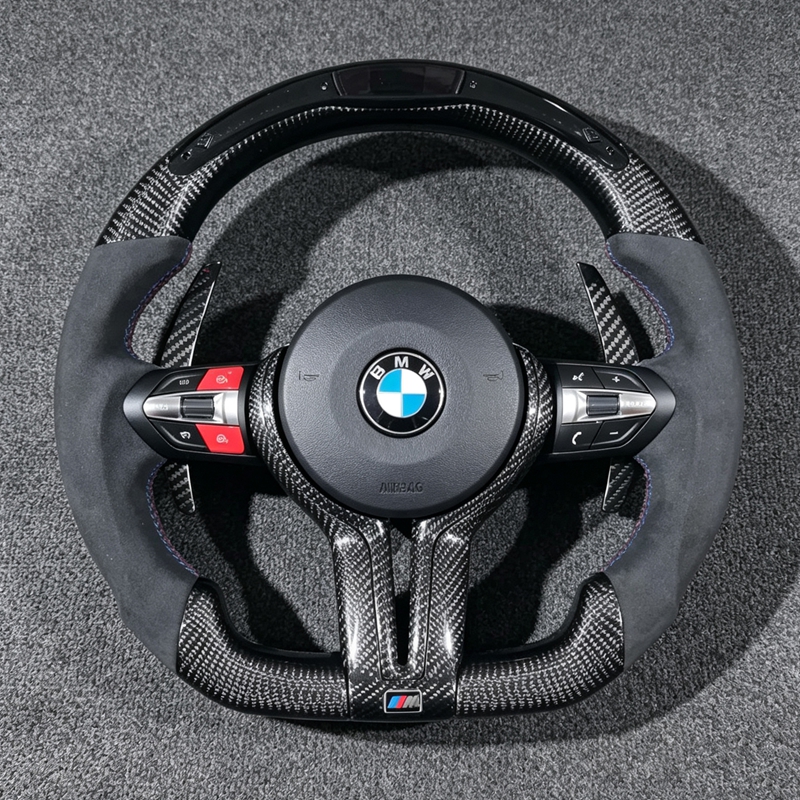 M Sports Suitable for BMW F10 F30 F31 F20 F21 F22 E90 E60 Steering Wheel Carbon Fiber LED Assembly Automotive Steering Wheel