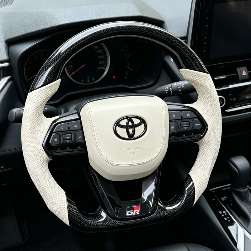 Premium Real Leather Steering Wheel Cover Barmich FT01 Compatible for Land Cruiser Prado LC250 LC200 LC150 Hiace Fortuner