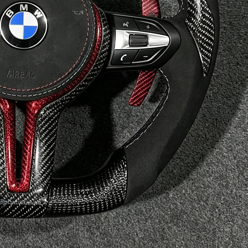 M Sport Leather Steering Wheel For BMW M3 M5 E90 F30 F33 F15 F16 F20 F21 F25 F26 F11 F12 F13 X1 X2 F80 E70 E84 With Paddles