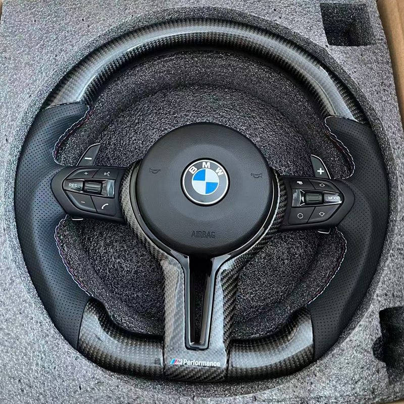 The steering wheel for BMW F30 F10 F31 F20 E60 E90 is made of Alcantara material and sports steering car accessories