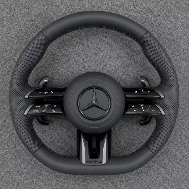 Custom Black Leather Steering Wheel for Mercedes AMG W205 W212 W222 W253