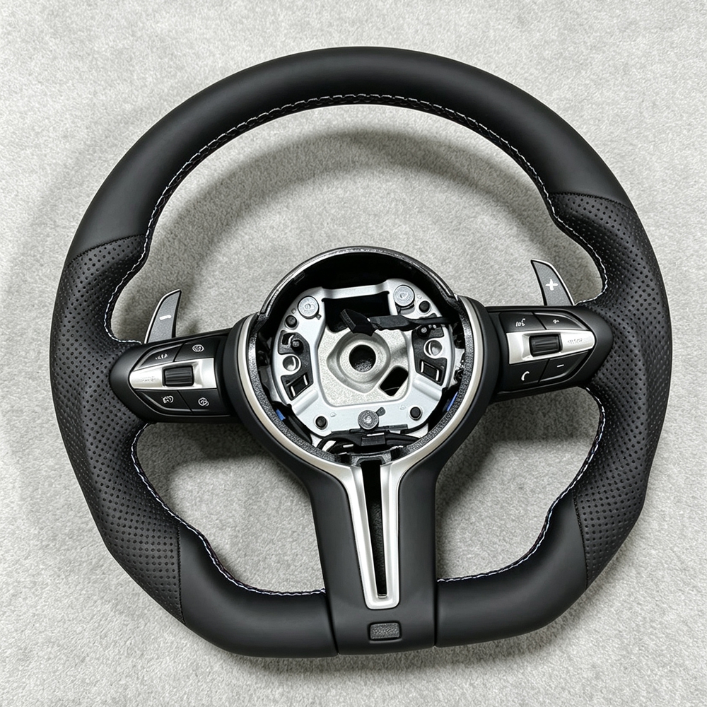 M Series Leather Steering Wheel For BMW M3 M5 F20 F22 F23 F30 F33 F34 X1 F48 X5 F15 X3 F25 F80 E90 E70 E84 With Paddles