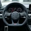 Semi Perforated Leather Steering Wheel Installed In Audi Driving Cabin Interior Upgrade JIONX